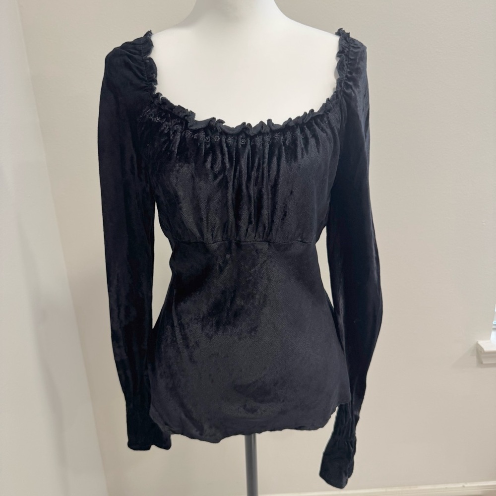 Faded Glory Velvet Babydoll Y2K Top Whimsigoth Witchy Grunge M
